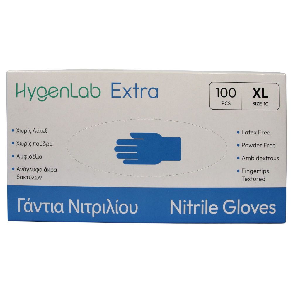 HYGENLAB EXTRA NITRILE GLOVES SIZE: XL-EXTRA LARGE 2446 BLUE 100 PCS