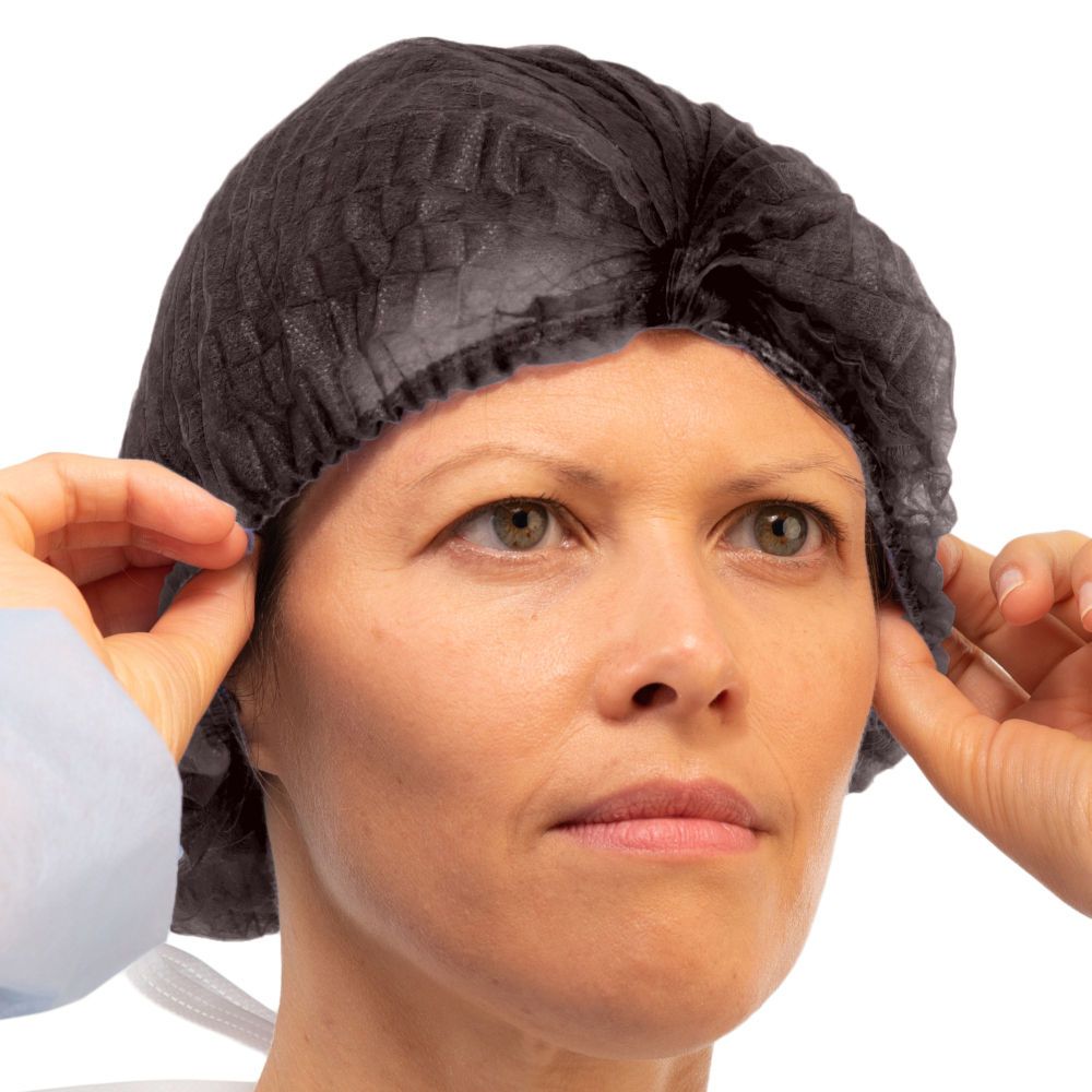 INSPIRE DISPOSABLE HEAD CAPS MC-10118-S BLACK 100 PCS